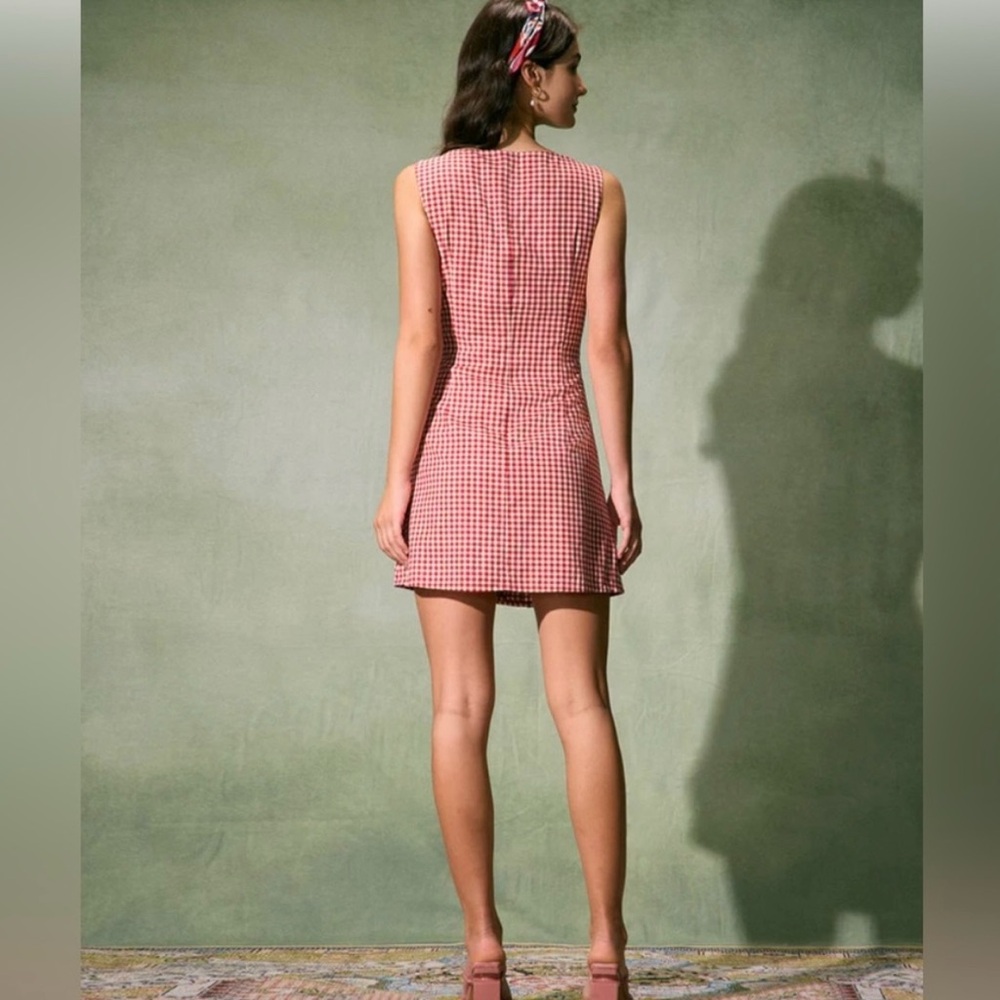 Rihoas sleeveless red and white gingham dress - Picture 3 of 5